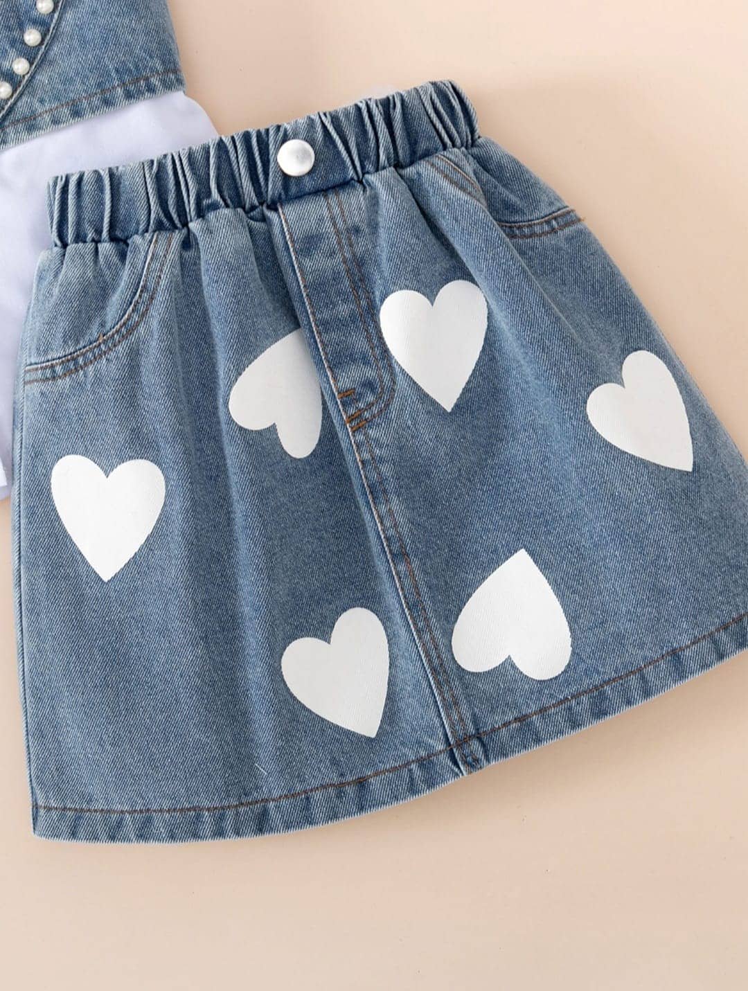 N.Mannat Colletion Baby Girls Denim Shirt & Skirts Set ( White , Pack of 1 ) - Image 4