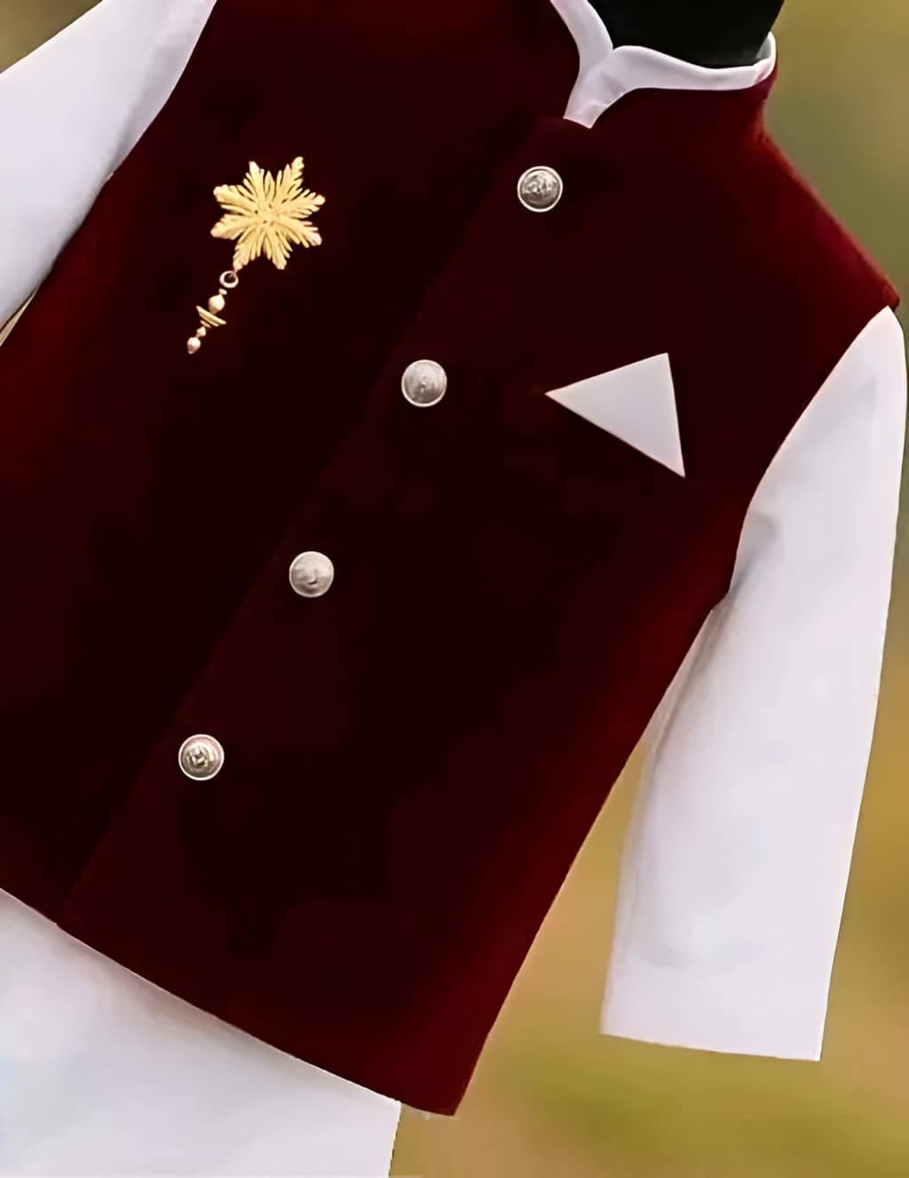 Baby Boys Cotton Blend Maroon Kurta Pyjama Set ( Pack of 1 ) - Image 4