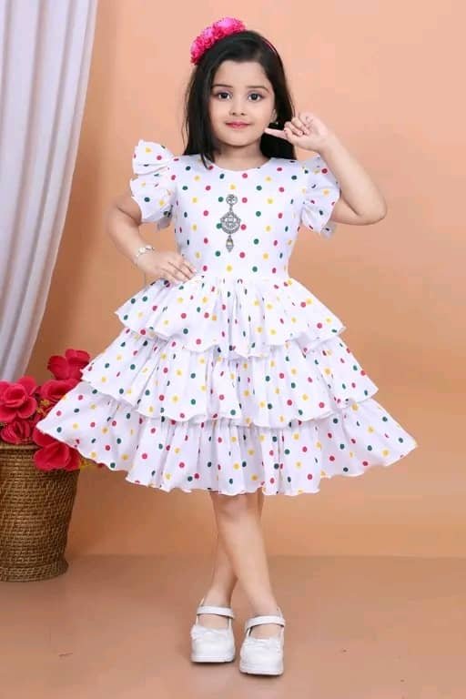 Cotton Blend Frock For Girls ( Pack of 1 , White )