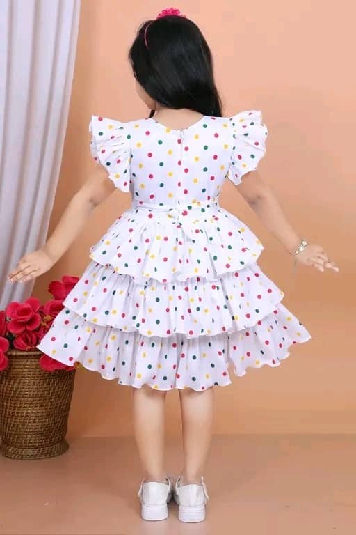 Cotton Blend Frock For Girls ( Pack of 1 , White ) - Image 2