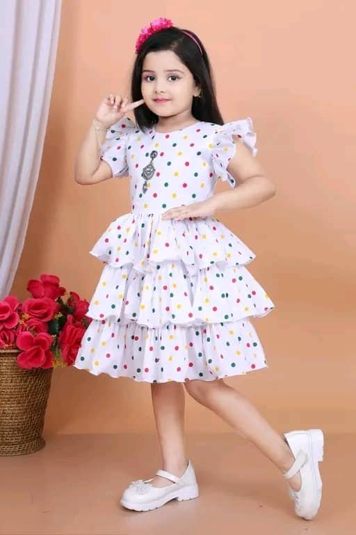 Cotton Blend Frock For Girls ( Pack of 1 , White ) - Image 3