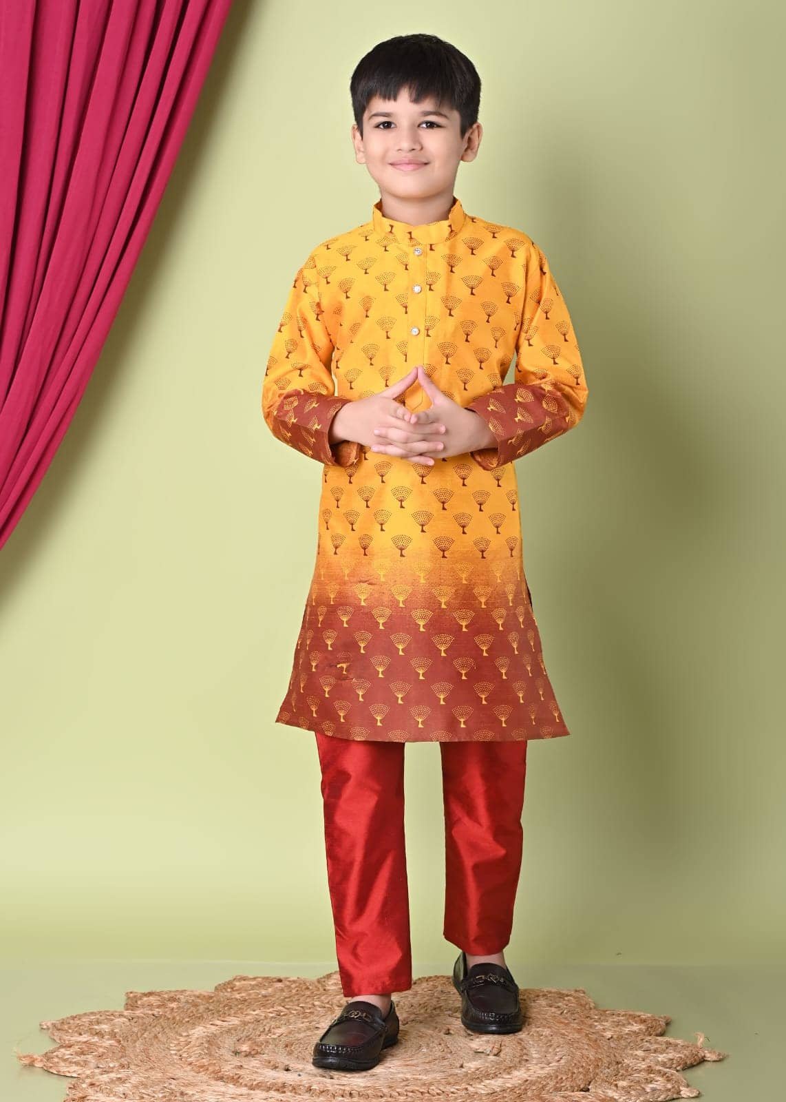 Baby Boys Cotton Blend Printed ( Red & Yellow , Pack of 1 )