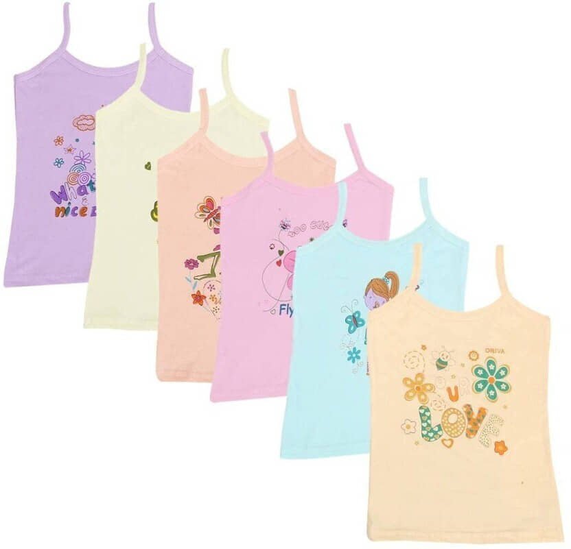 Pack of 5 Girls Cotton Camisoles ( Multicolor )
