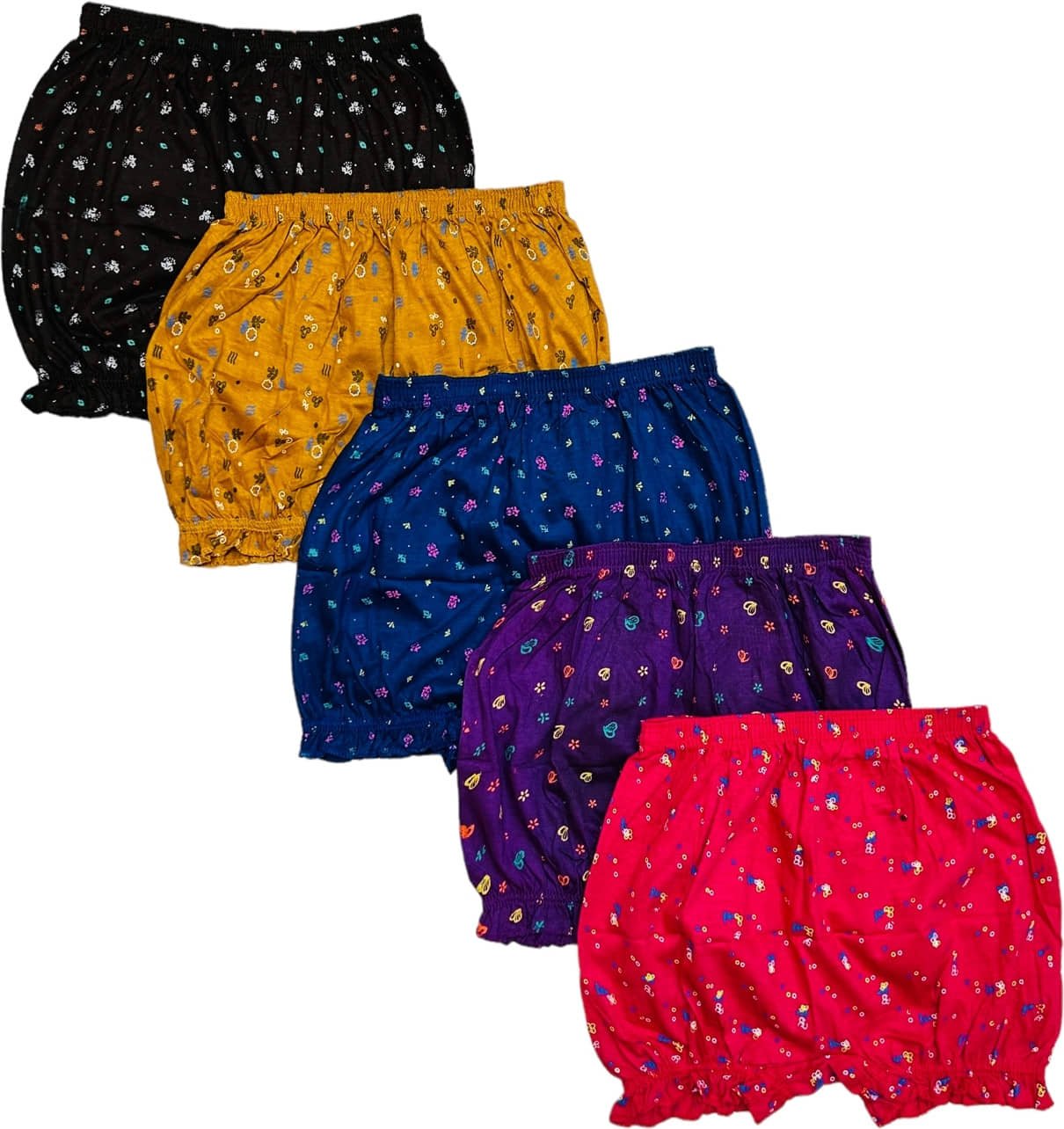 Pack of 5 Cotton Panties For Girls ( Multicolor )