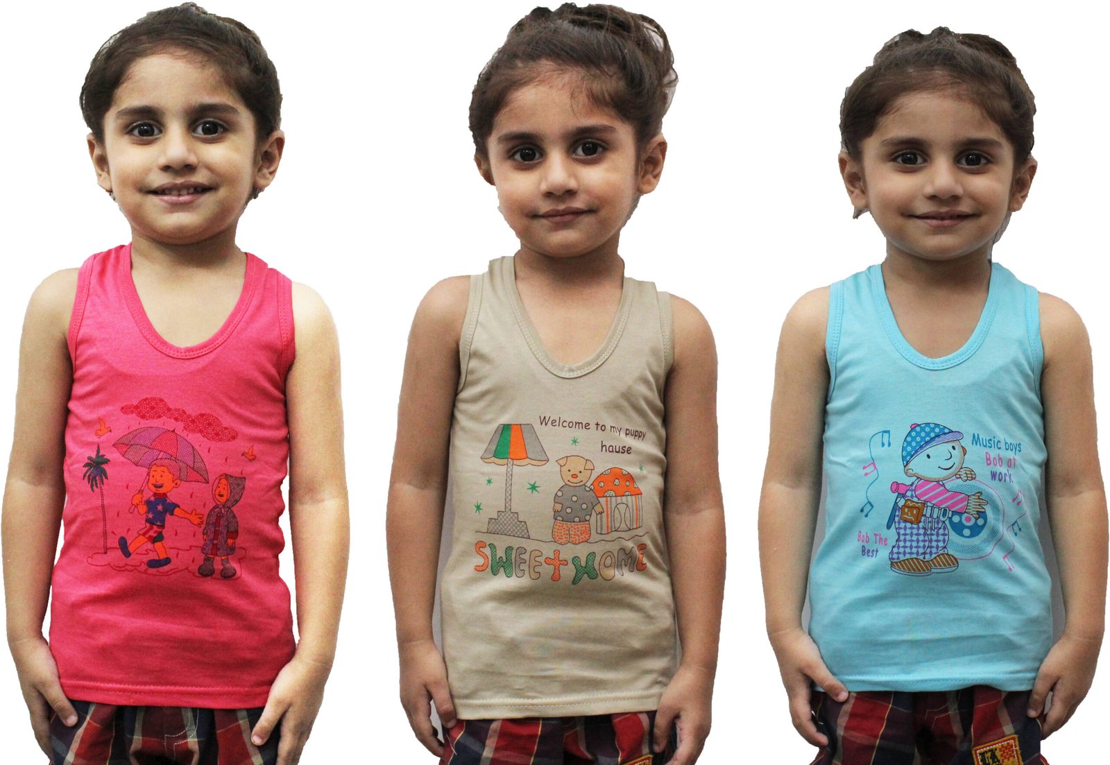 Pack of 3 Boys Cotton Blend Vest ( Multicolor )