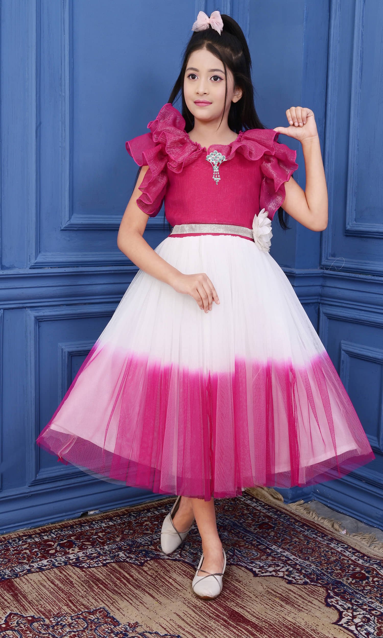 Cotton Blend Frock For Girls ( Pack of 1 , Pink )