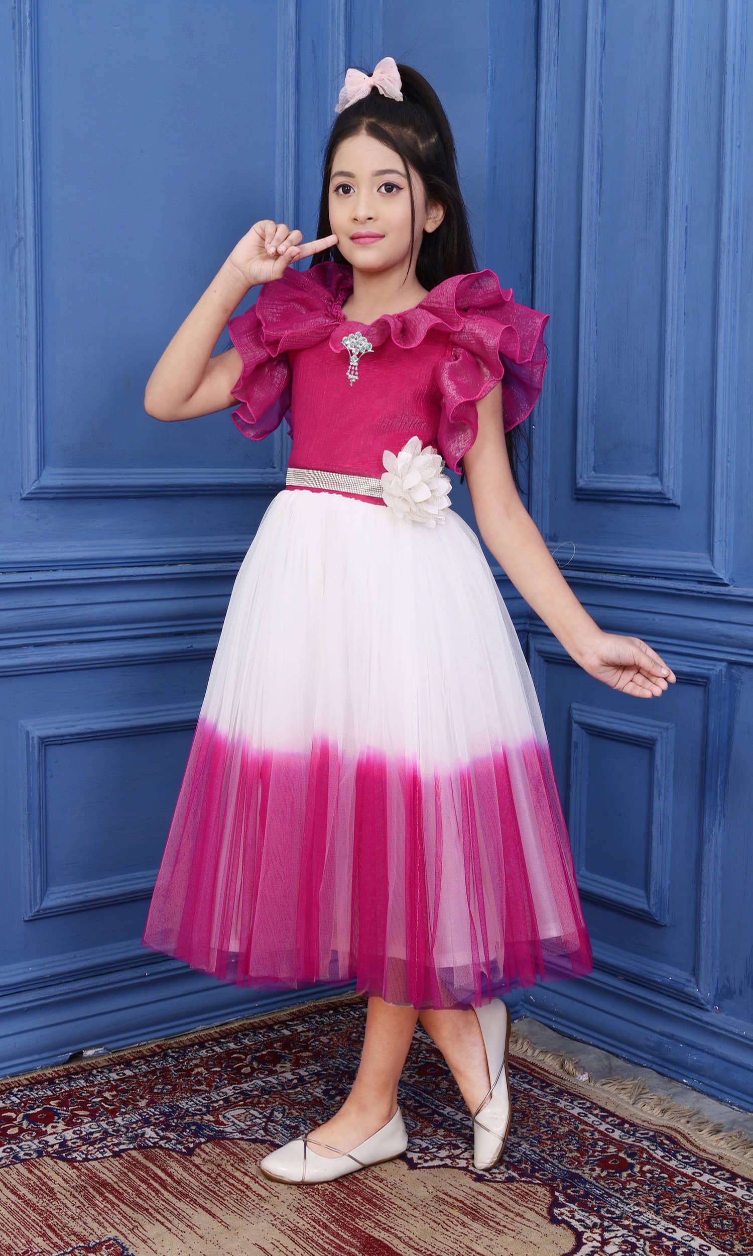 Cotton Blend Frock For Girls ( Pack of 1 , Pink ) - Image 4
