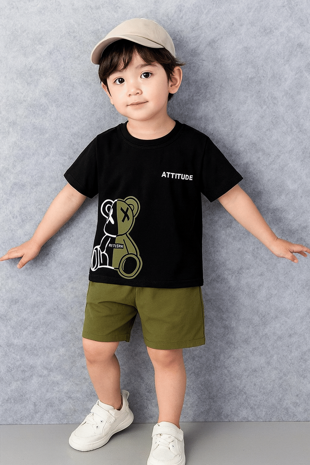 Pack of 1 Baby Boys Cotton T-Shirt & Shorts Set ( Black )