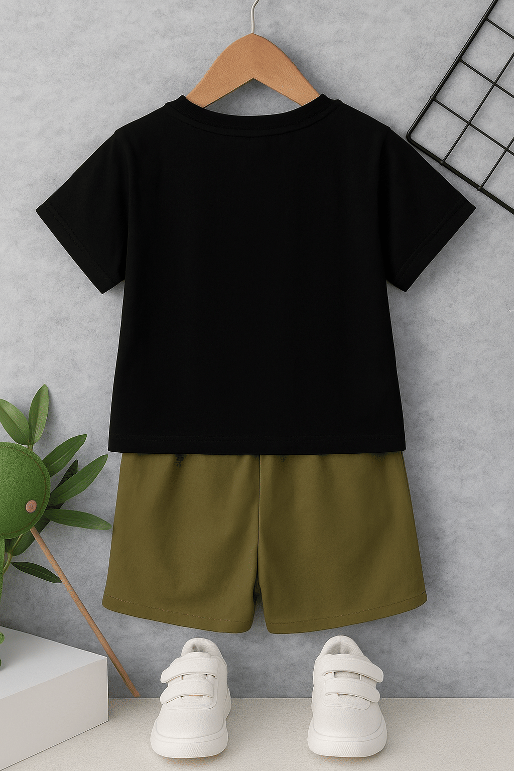 Pack of 1 Baby Boys Cotton T-Shirt & Shorts Set ( Black ) - Image 2