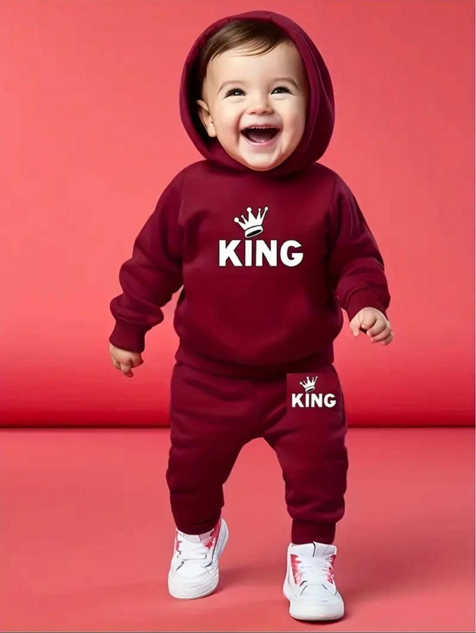Pack of 1 Baby Boys Cotton Sweatshirt & Trackpant Set ( Maroon )