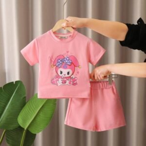 Pack of 1 Baby Girls 100% Cotton T-shirt & Shorts ( Pink )