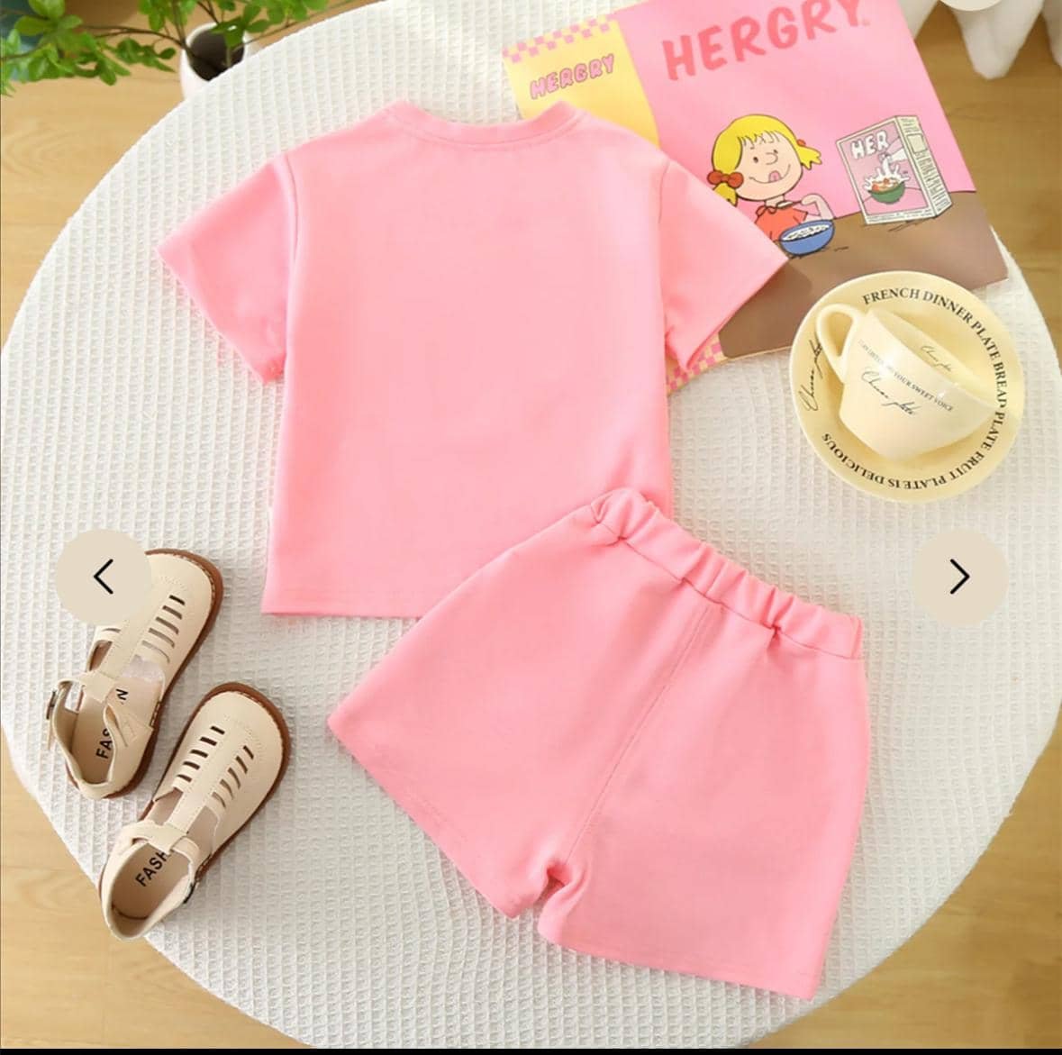 Pack of 1 Baby Girls 100% Cotton T-shirt & Shorts ( Pink ) - Image 2