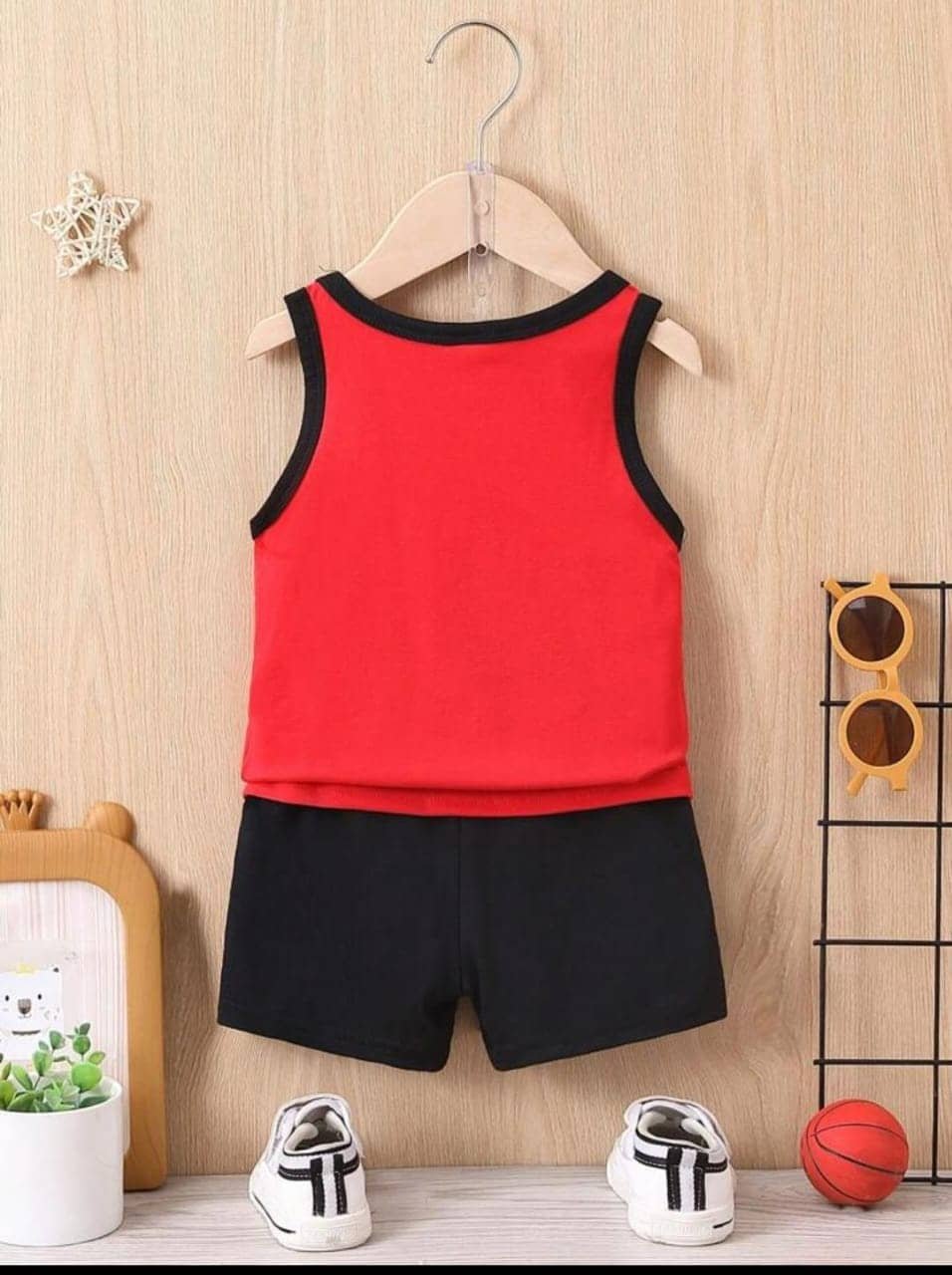 Pack of 1 Baby Boys Cotton T-Shirt & Shorts Set ( Red ) - Image 2