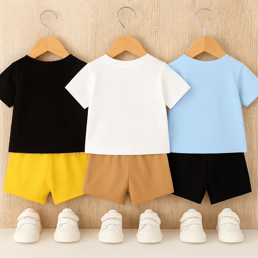 Pack of 3 Baby Boys Hosiery T-Shirt & Shorts Set ( Black ) - Image 2