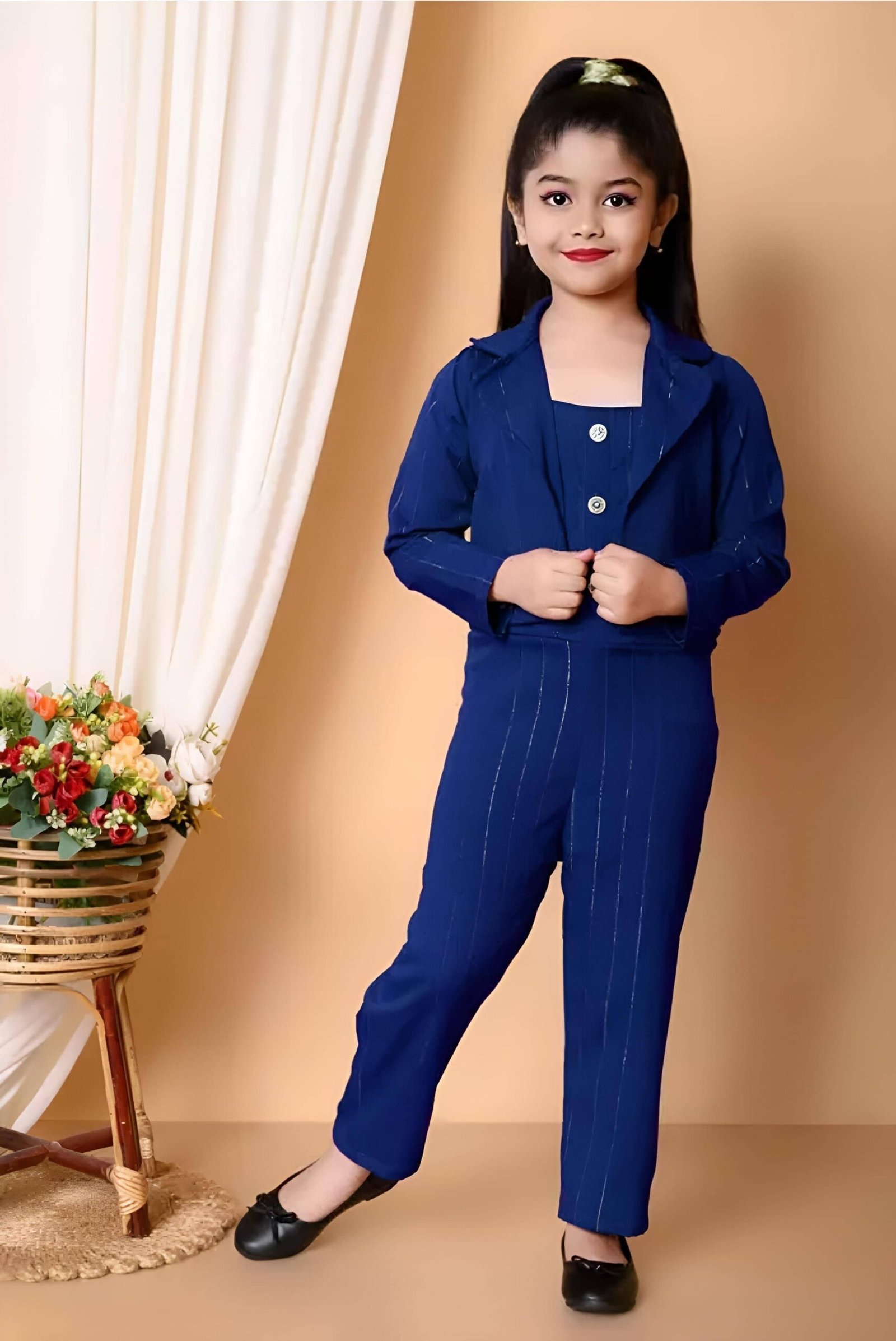 Girls Georgette Jumpsuit ( Pack of 1 , Blue )