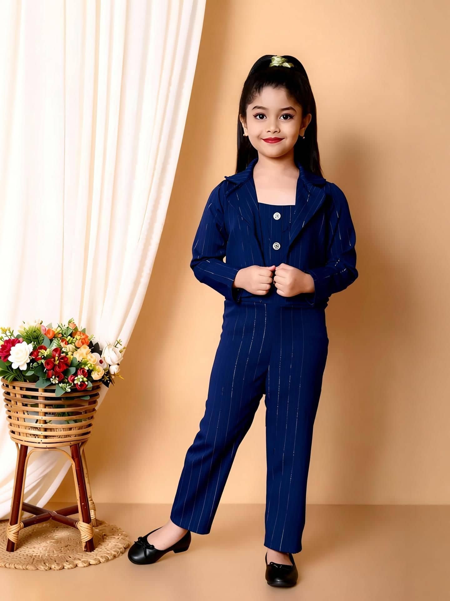 Girls Georgette Jumpsuit ( Pack of 1 , Blue ) - Image 2