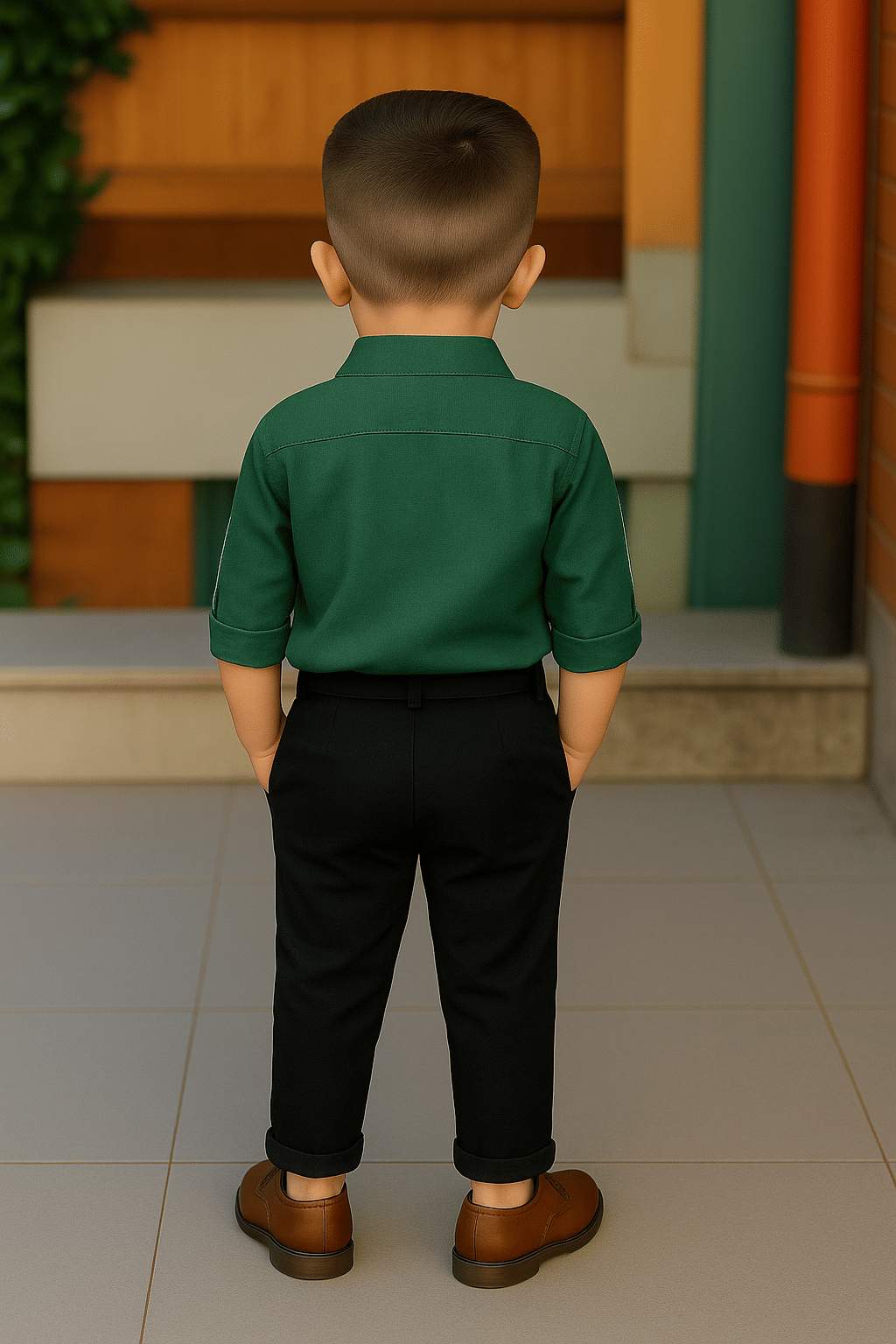 Nelkar Boys Cotton Shirt & Pants Set ( Green , Pack of 1 ) - Image 2