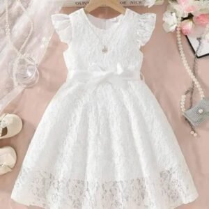 New Polo Cotton Blend Dress For Girls ( Pack of 1 , White )