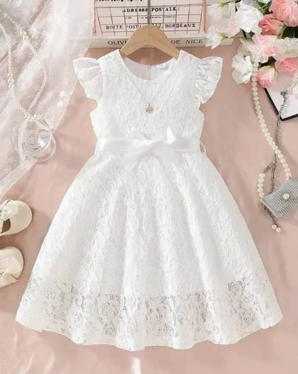 New Polo Cotton Blend Dress For Girls ( Pack of 1 , White )