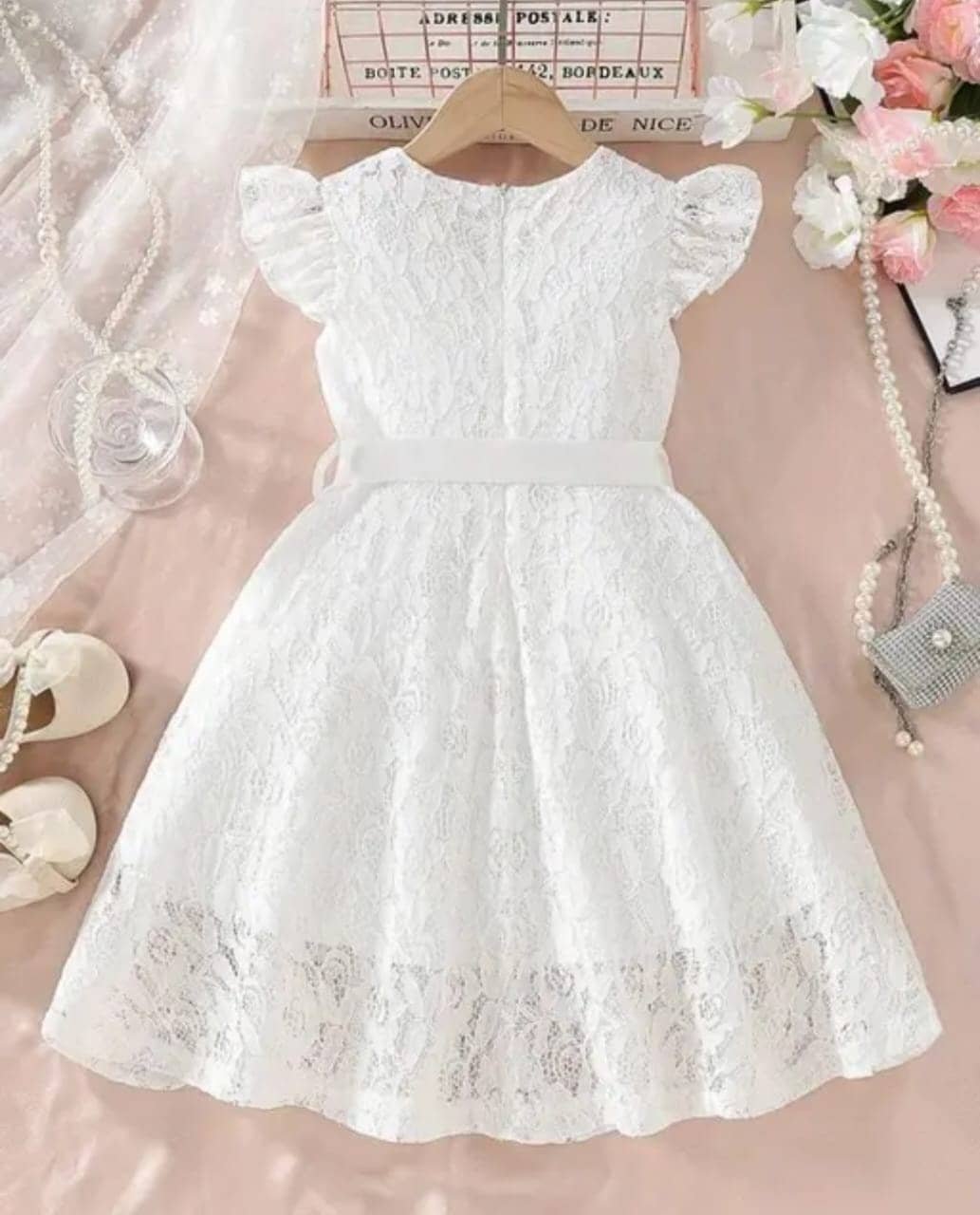 New Polo Cotton Blend Dress For Girls ( Pack of 1 , White ) - Image 2
