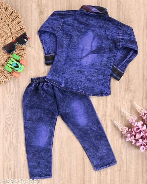Niicce Fashion Pack of 1 Boys Denim Shirt & Jeans Set ( Blue ) - Image 2