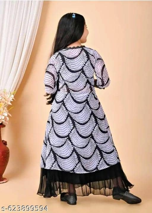 Niicce Fashion Pack of 3 Girls Georgette Frock and Trackpant ( Blue ) - Image 3