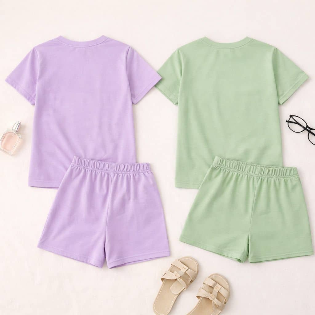 Nimoes Cotton Blend Printed Top With Short Co-Ord Set For Girls ( Multicolor ) - Image 2