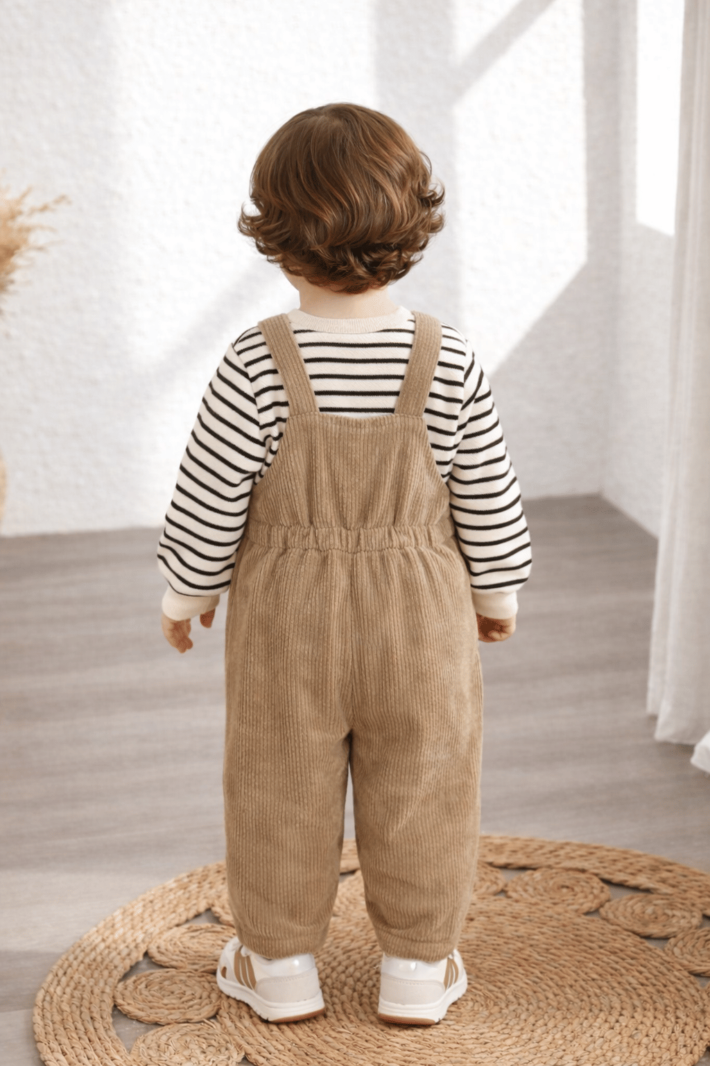 Ninas Boys Cotton Blend T-Shirt & Dungarees Set ( Beige , Pack of 1 ) - Image 2