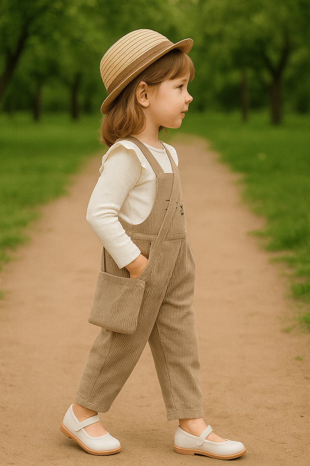 Ninas Girls Cotton Blend T-shirt & Pants Set ( Beige , Pack of 1 ) - Image 3