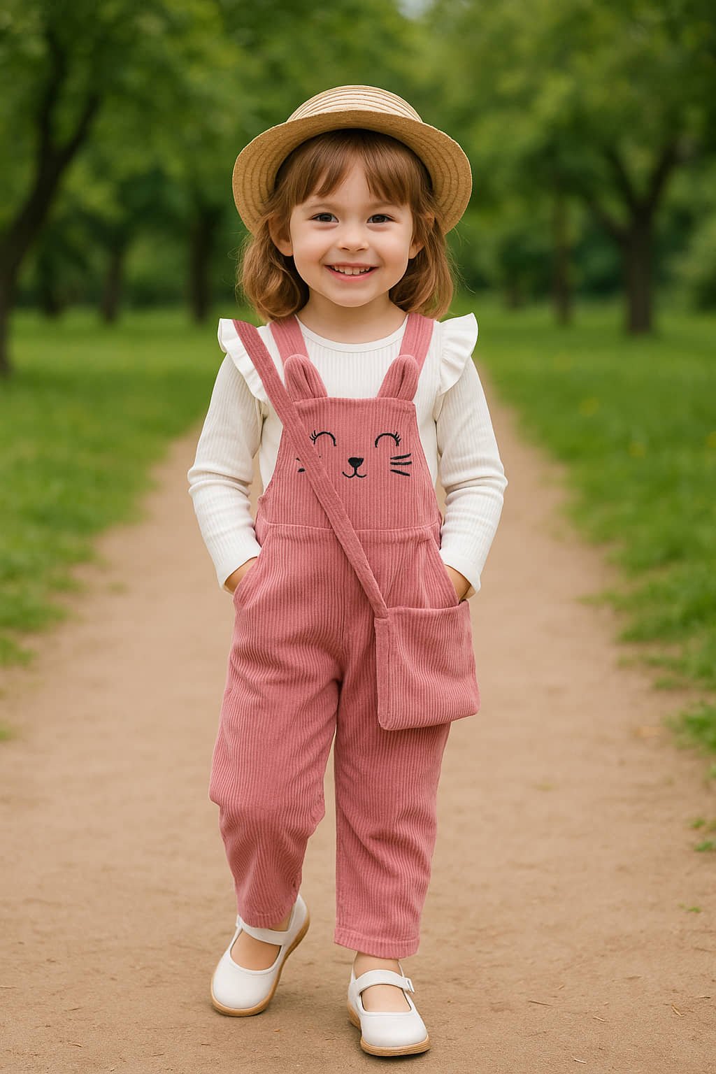 Ninas Girls Cotton Blend T-shirt & Pants Set ( Pink , Pack of 1 )