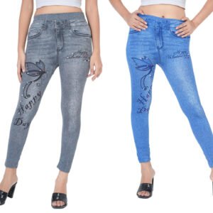Nios Fashion Girls Cotton Polyester Jeans ( Pack of 2 , Multicolor 1 )