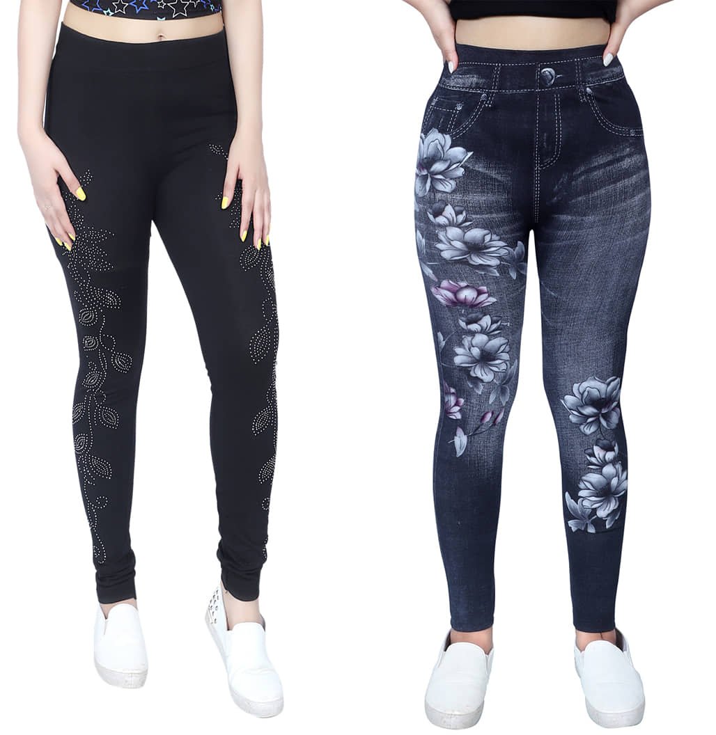 Nios Fashion Girls Cotton Polyester Jeans ( Pack of 2 , Multicolor 8 )