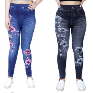 Nios Fashion Girls Cotton Polyester Jeans ( Pack of 2 , Multicolor 2 )