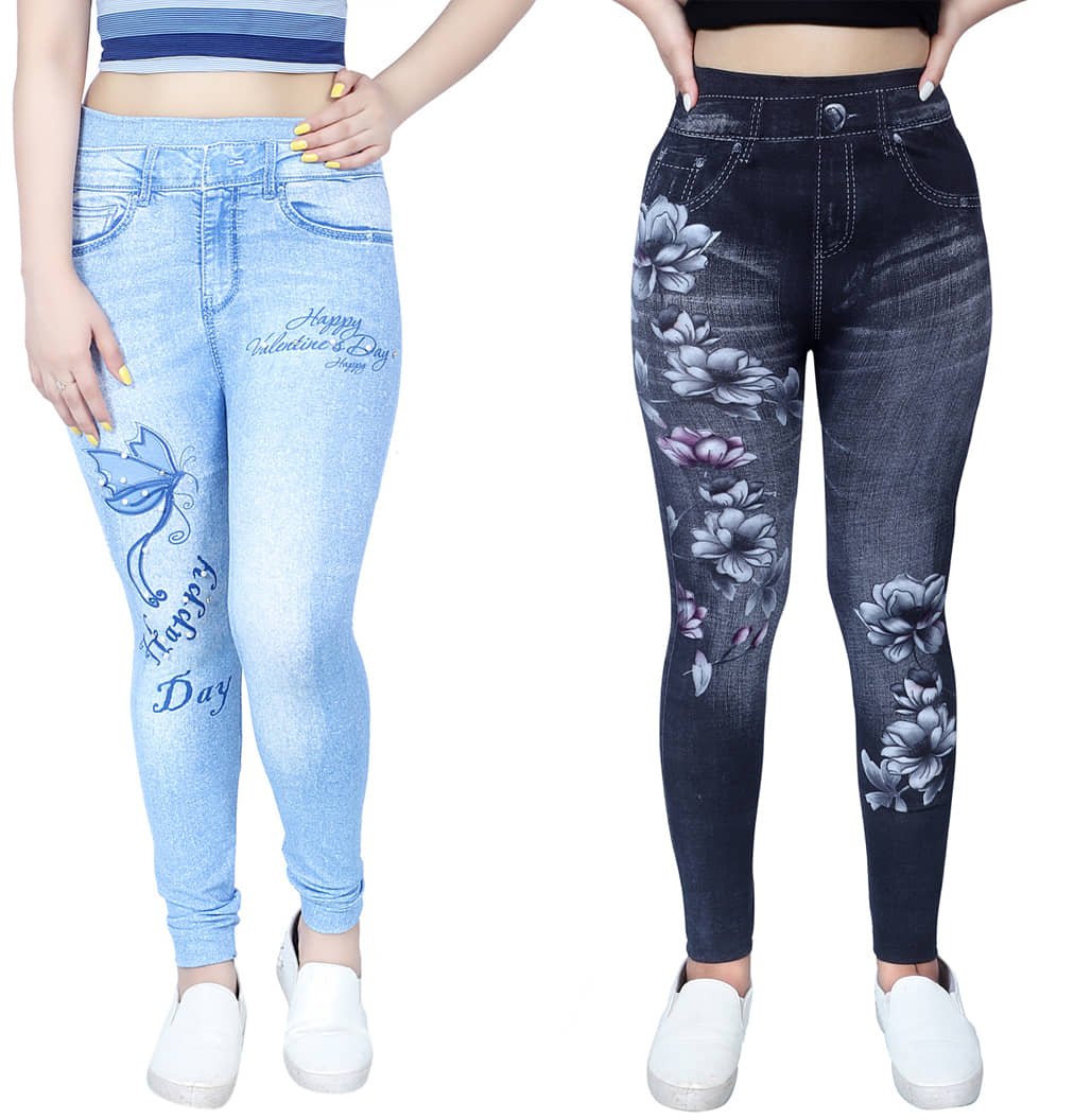 Nios Fashion Girls Cotton Polyester Jeans ( Pack of 2 , Multicolor 4 )