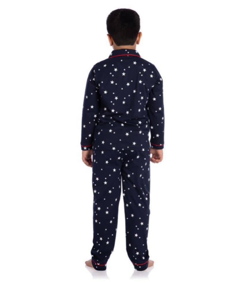 Nite Flite Pack of 1 Boys 100% Cotton Nightsuit Set ( Navy Blue ) - Image 3