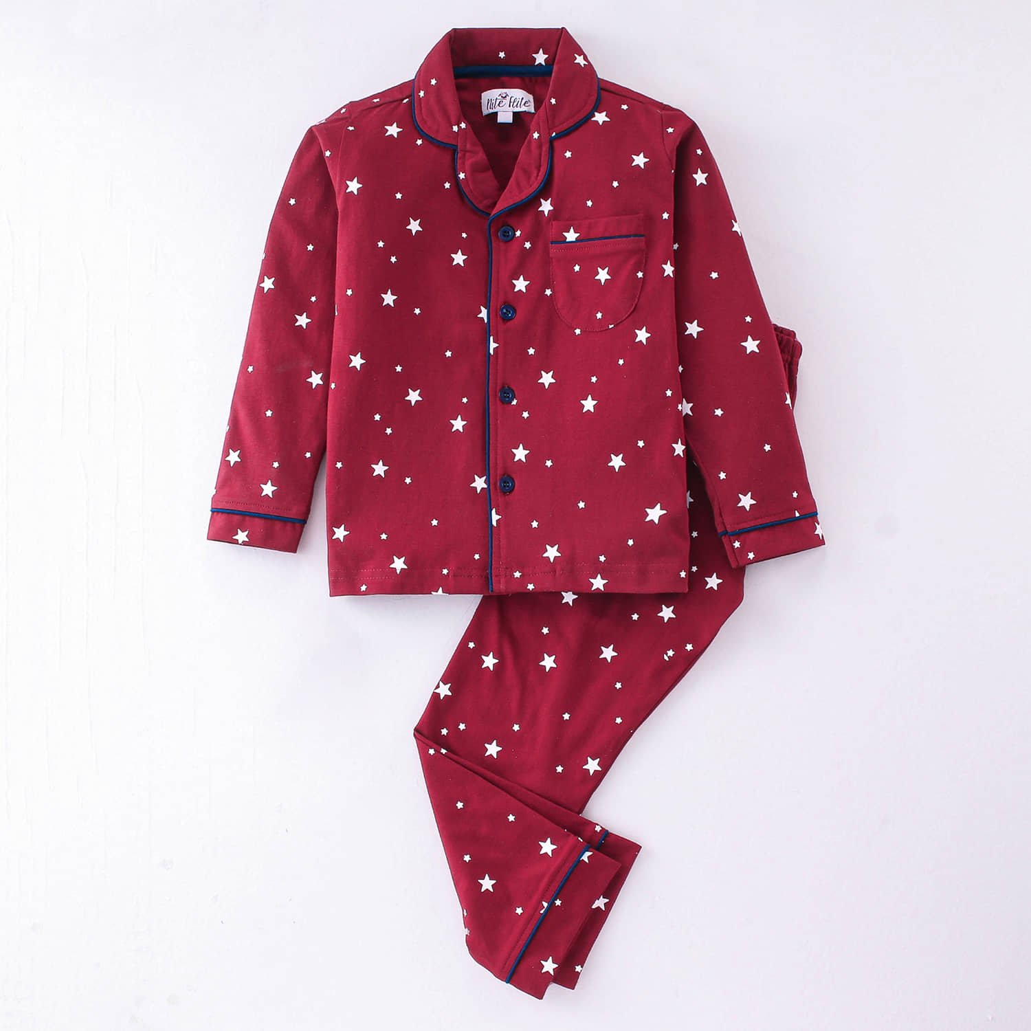 Nite Flite Pack of 1 Boys 100% Cotton Nightsuit Set ( Red )