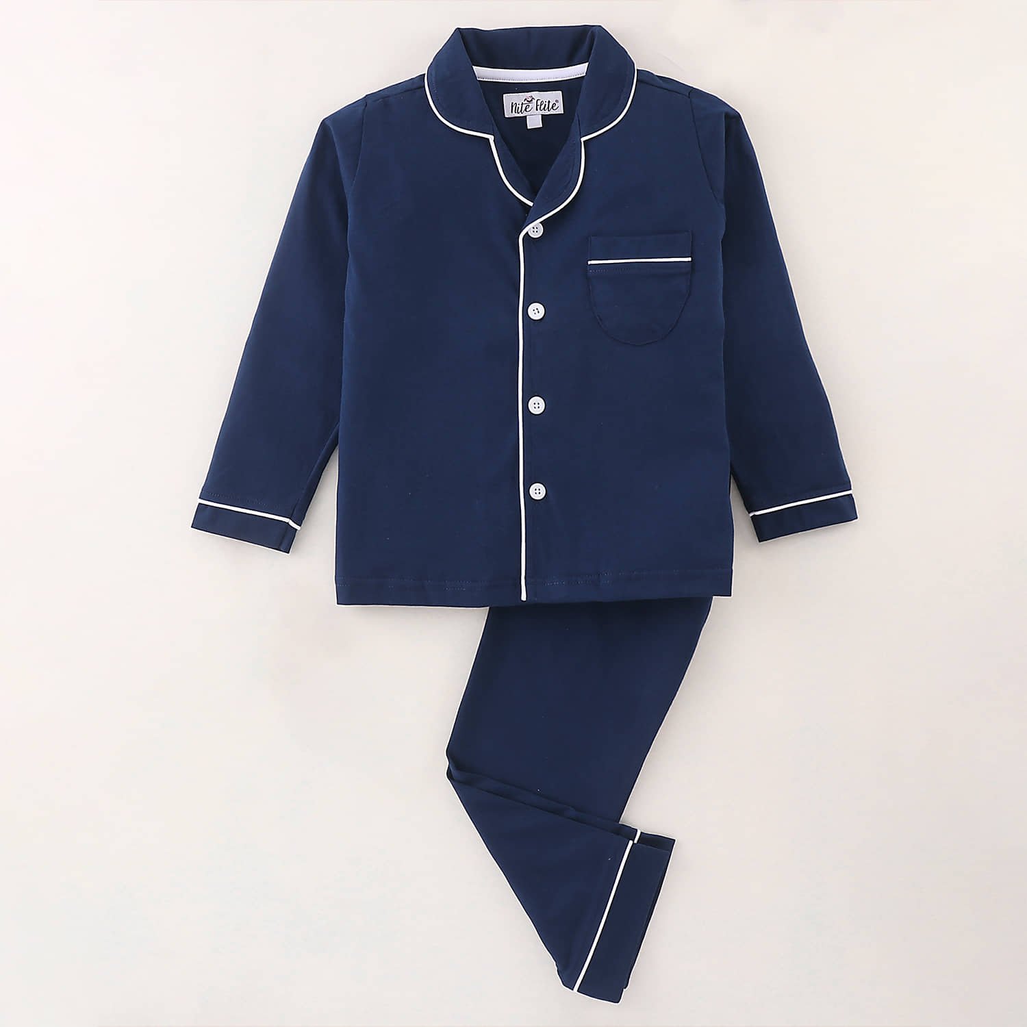 Nite Flite Pack of 1 Boys 100% Cotton Nightsuit Set ( Blue )