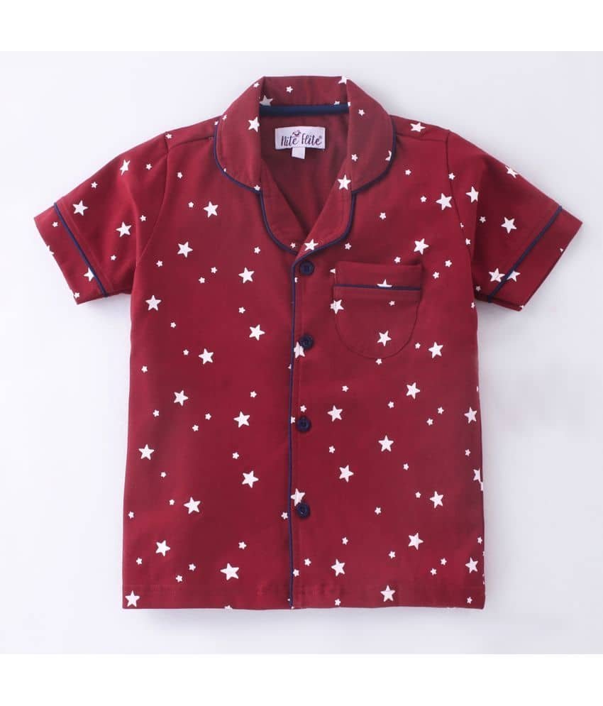 Nite Flite Pack of 1 Boys 100% Cotton Nightsuit Set ( Red ) - Image 2