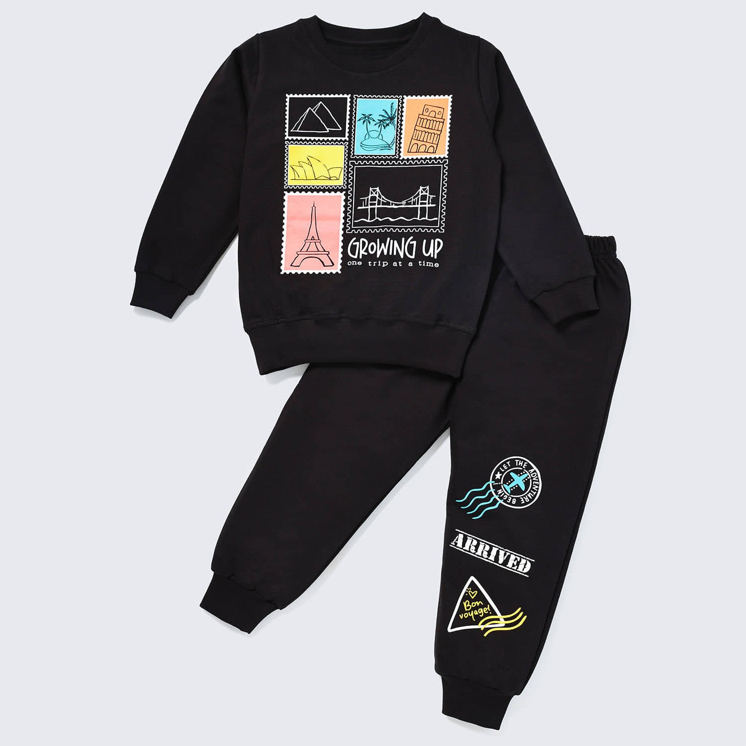 Nite Flite Pack of 1 Boys 100% Cotton Tshirt & Pajama Set ( Black )
