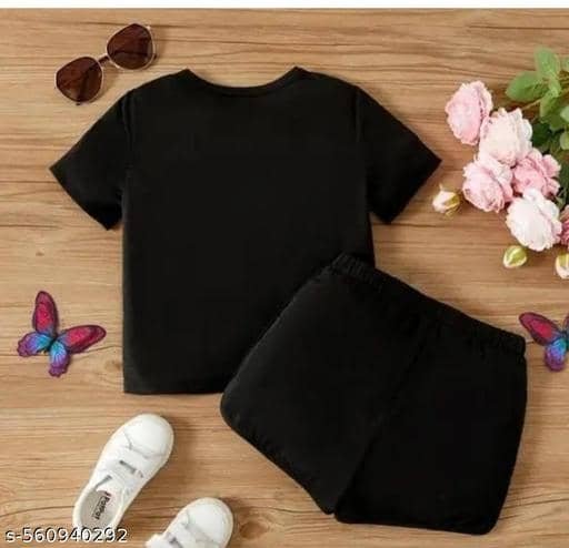 Pack of 1 Girls Cotton Blend T-shirt & Shorts ( Multicolor ) - Image 2