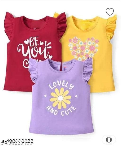 Pack of 3 Girls 100% Cotton T-Shirt ( Multi )