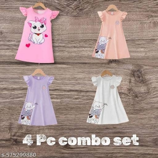 Pack of 4 Girls Cotton Blend T-shirt & Shorts ( Multicolor )