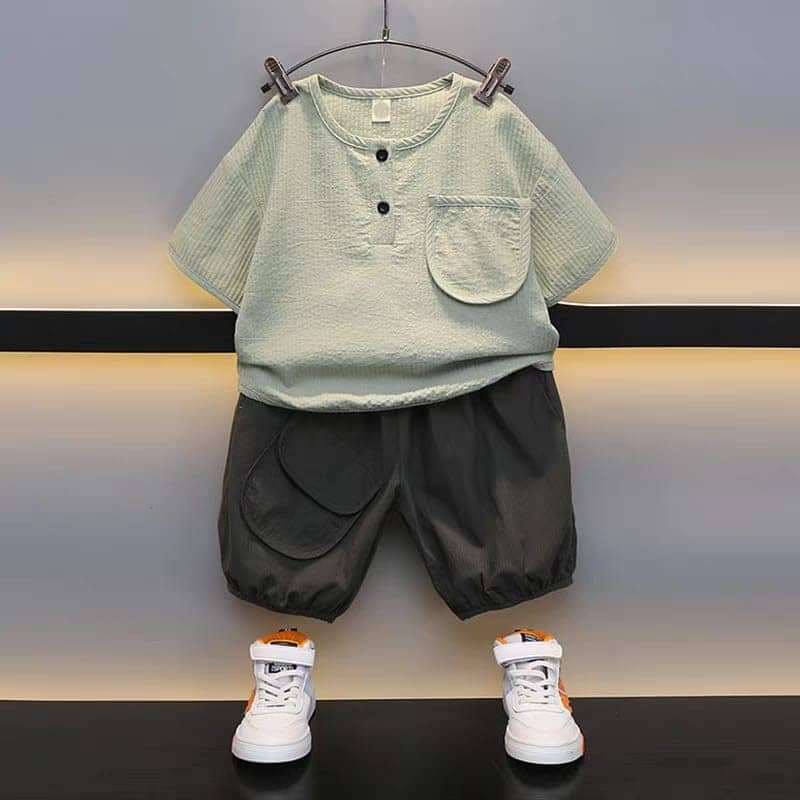 Ocvito Pack of 1 Baby Boys Cotton Blend T-Shirt & Shorts Set ( Green )