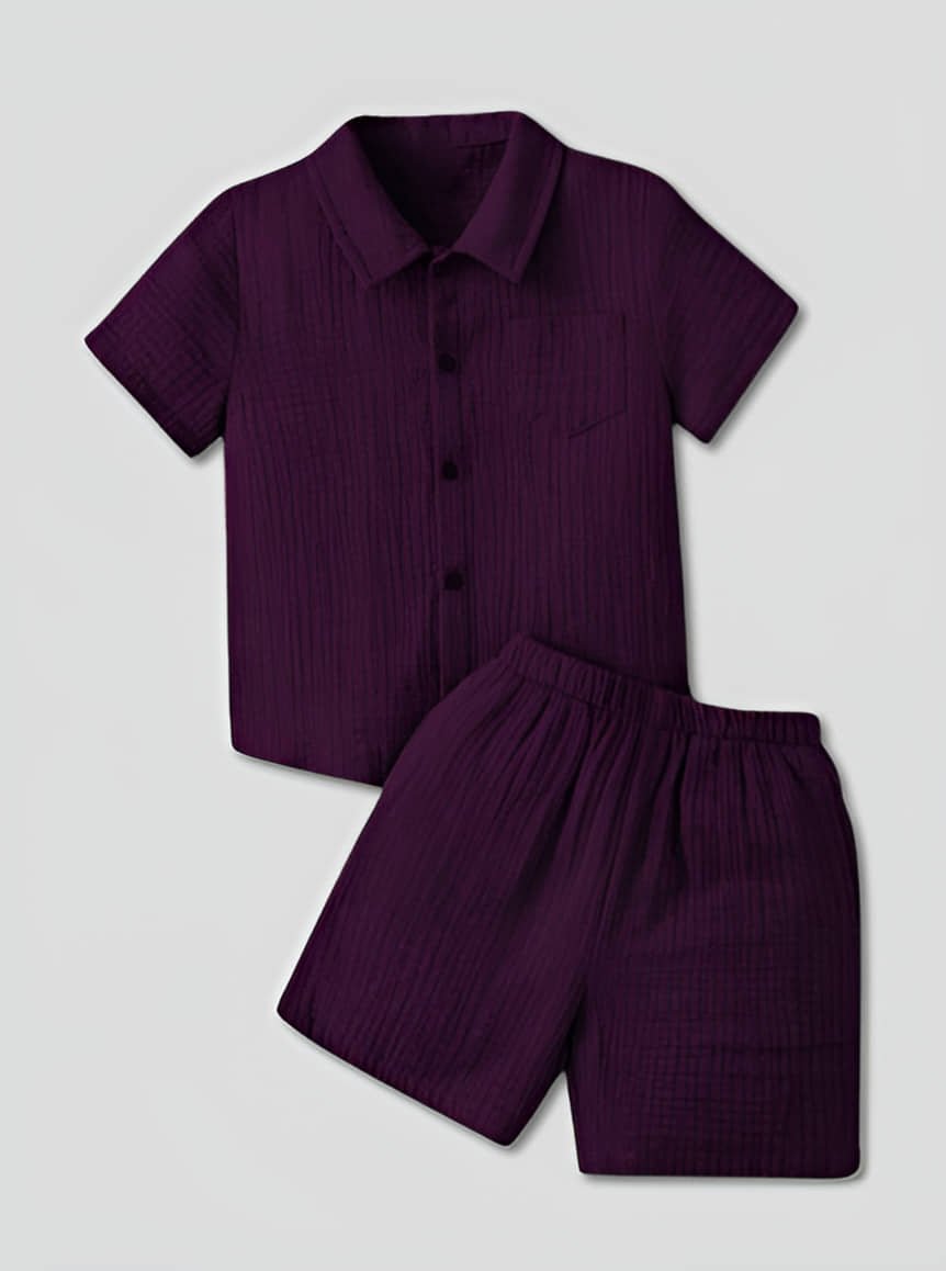 Ocvito Pack of 1 Boys Cotton T-Shirt & Shorts Set ( Purple )