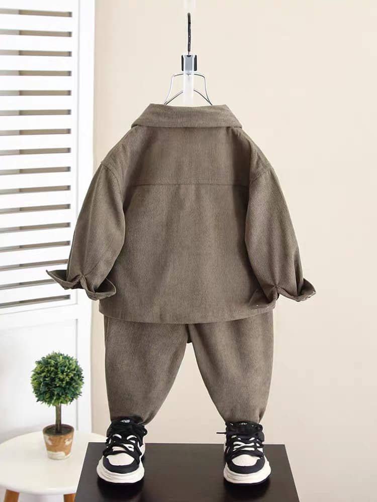 Ocvito Pack of 1 Boys Cotton Shirt & Pants Set ( Brown ) - Image 2