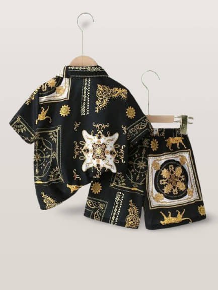 Ocvito Pack of 1 Boys Cotton Shirt & Shorts Set ( Black ) - Image 2