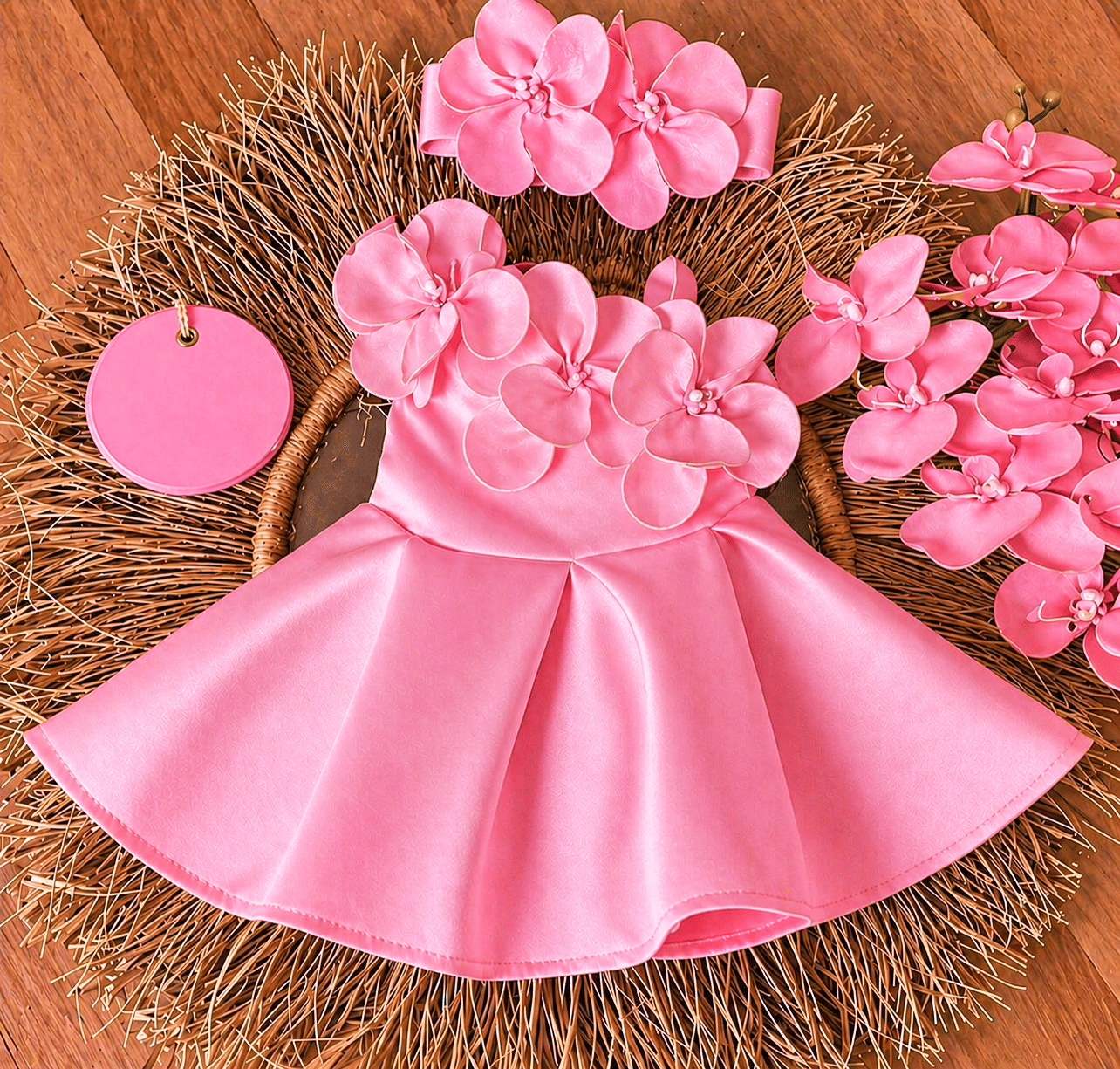 Owais Crepe Frock For Baby Girls ( Pack of 1 , Pink )