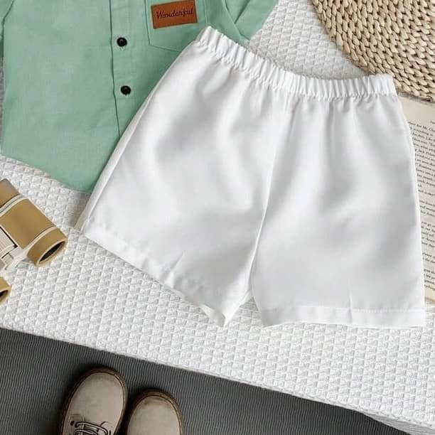 Pack of 1 Unisex Cotton Blend Shirt & Shorts Set ( Lime Green ) - Image 4