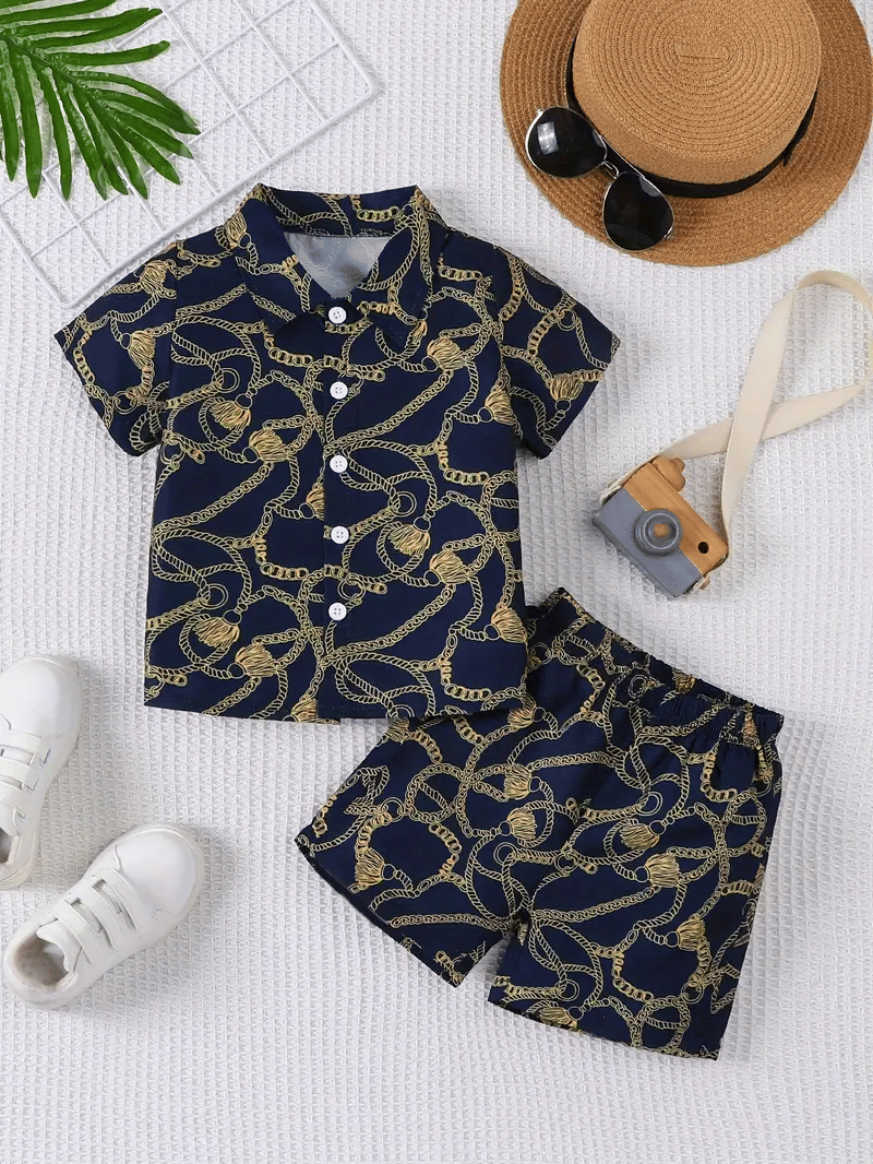 Pack of 1 Unisex Cotton Blend Shirt & Shorts Set ( Blue )