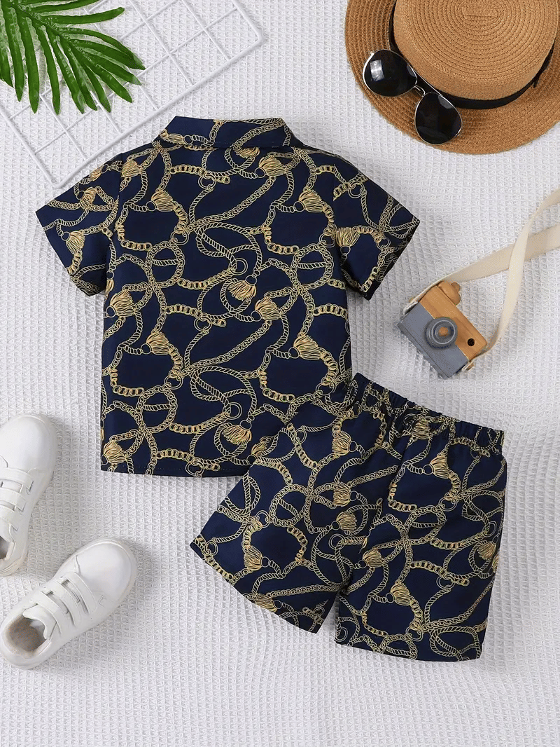 Pack of 1 Unisex Cotton Blend Shirt & Shorts Set ( Blue ) - Image 2
